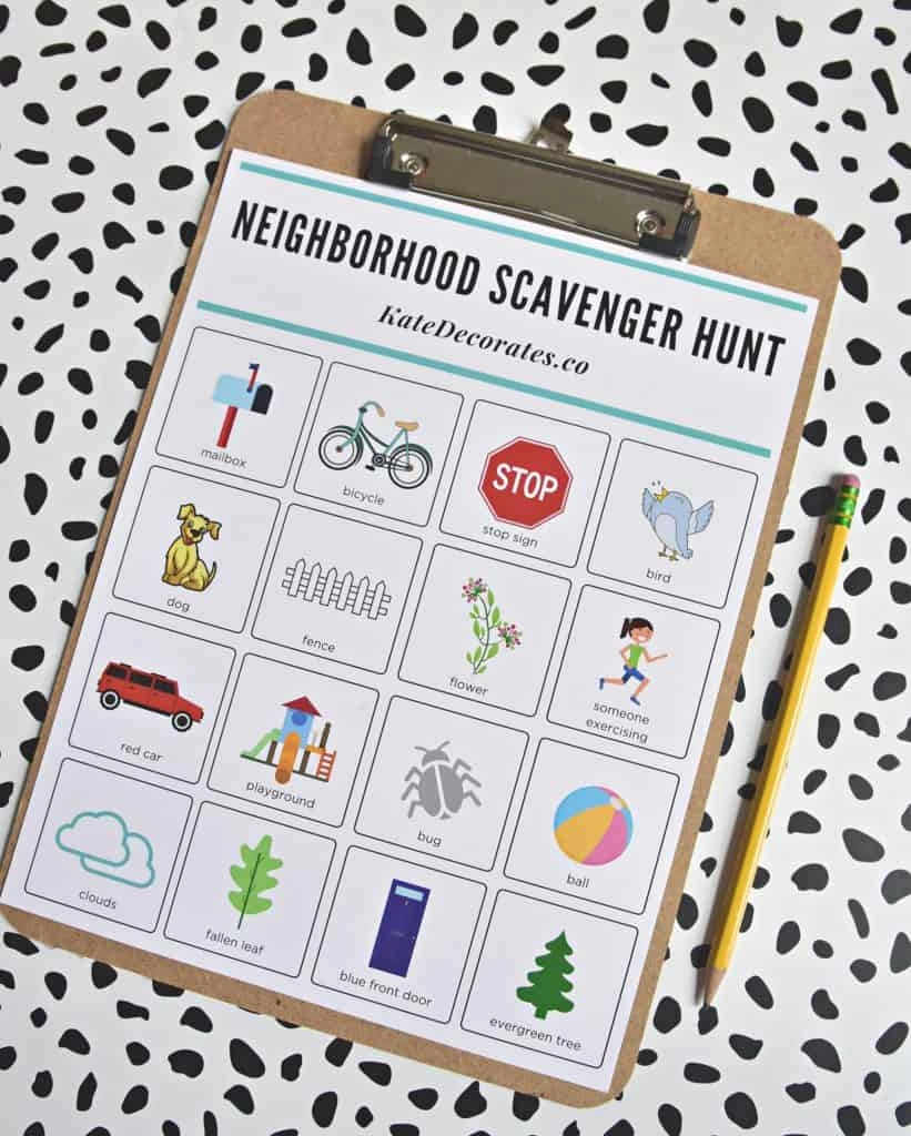 A fun outdoor scavenger hunt for kids! This worksheet has kids look for 16 common outdoor items in your neighborhood, even from the safety of your yard.